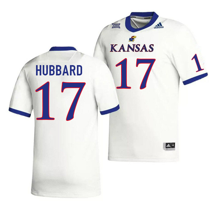 Men #17 Akili Hubbard Kansas Jayhawks College Football Jerseys Stitched Sale-White